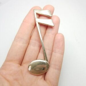 Vintage Sterling Silver Sixteenth Note Brooch, Music Musician Teacher Signed Pin